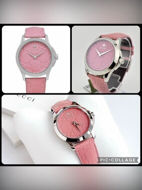 NWT Gucci Pink Guccissima Watch YA1264030 New Unworn w/ Box Pouch Tags